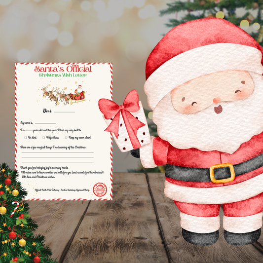 🎄 Santa Letter Printable A4 – Kids Christmas Wish Letter | Santa Official Template Digital Download