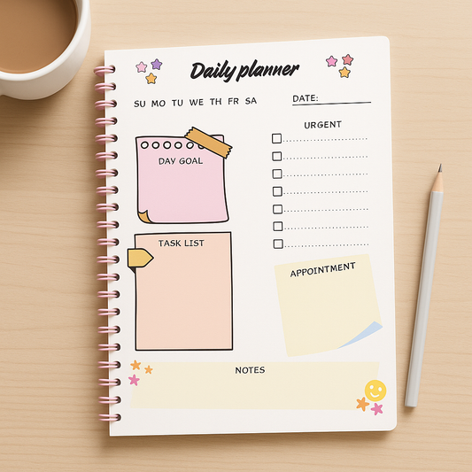 Cute Daily Planner Printable | A4 & US Letter | Minimal Pastel Digital Planner | Productivity & Goal Planner Sheet | Instant Download