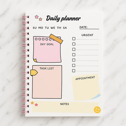 Cute Daily Planner Printable | A4 & US Letter | Minimal Pastel Digital Planner | Productivity & Goal Planner Sheet | Instant Download